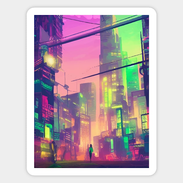 Japan Neon City Lights Magnet by jodotodesign